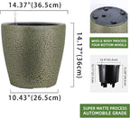 Dexceder 15x14 Self Watering Planter with Wheels Indoor Outdoor, Inner Pot Design, Thickened Large Floor Standing Flower Plant Pot with Water Level Indicator (Black Gold Crackle)