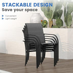VICLLAX Patio Table and Chair Set of 6, All Weather Metal Round Outdoor Dining Furniture Set-47 Round Outdoor Table and Chairs, Grey Wood Grain Tabletop