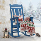 LUE BONA Rocking Chair Outdoor, Weather Resistant Poly Plastic Rocker Chairs, 350lb Heavy Duty, Oversized Porch for Adult, High Back Smooth Chairs Outdoor & Indoor, Blue