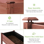 Raised Garden Bed with Legs, 48x24x30'', Outdoor Wood Elevated Planter Box, Thick Legs, w/Liner