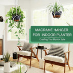 montresor Set of 2-8 Inch Hanging Planters for Indoor Plants with Self-Watering Includes Hanging Pots for Plants, Outdoor Hanging Plant Pot with Drainage, and 2 Types of Baskets Hangers (Black)