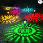 ROOR Solar Pathway Lights 16 Pack, Outdoor Solar Yard Lights, RGB Color Changing+Warm White, IP67 Waterproof LED Lights for Garden Path Backyard Christmas Lawn Landscape Decorative
