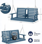Porch Swing, 2-Seat Outdoor Patio Swing with Cup Holders, Blue