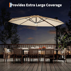 Garvee 10 ft Cantilever Patio Umbrella with Solar Lights, 360°Rotation Offset Umbrella, Easy Crank & Tilt Adjustment, UV Protection for Backyard, Poolside, Deck