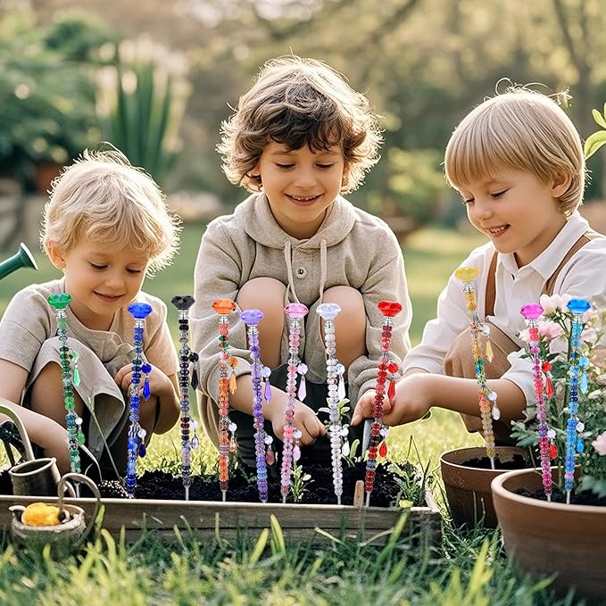 Decorative Garden Stakes Kit with 423 Crystal Pieces and 11 Colors