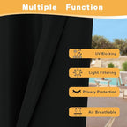 HolidayIdeas Outdoor Curtains for Patio Waterproof, 2 Panels - 84 x 95 Inch - Privacy Protection & Light Filtering Curtains Grommet Outside Curtains for Porch, Gazebo, Pergola, Backyard (Black)