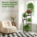 TOSKING 5 Tier Metal Plant Stand Indoor 48''H Tall ,Heavy Duty Plant Shelf , Corner Shelf Flower Pot Stand for Outdoor Plant Stand for Living Room Balcony Garden Patio Bedroom (5 Tier-Brown)