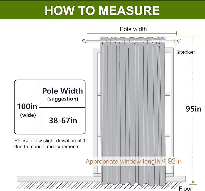 Room Divider Curtain, Sliding Door Curtain – Greyish White, Width