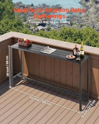 VEVOR Outdoor Bar Table, 63 x 15 in Patio Bar Table, Waterproof Top & Sturdy Metal Frame, Rectangle Counter Height Dining Tables, Outdoor Furniture for Balcony, Yard, Hot Tub, Poolside, Indoor