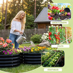 AHEONLAR 3 Pack 2x2x1 ft Round Galvanized Raised Garden Bed Kit Round Metal Flower Box Large Planter Raised Beds Outdoor Garden for Planting,Fruit,Herb Black