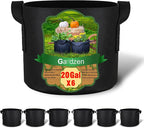 Gardzen 6-Pack 20 Gallon Grow Bags, Aeration Fabric Pots with Handles, Heavy Duty Cloth Pots for Plants