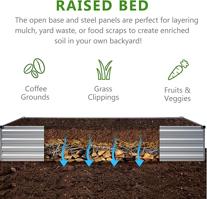 2PCS 12x3x1ft Galvanized Raised Garden Bed Kit,Metal Planter Box for Vegetables,Flowers,Herbs Durable Rust-Resistant Patio Gardening Beds,Silver