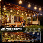 RTTY Dense-Glow Outdoor String Lights 25ft, G40 Led Patio Globe Lights with 13pcs Plastic Bulbs, Shatterproof Waterproof Connectable Hanging for Porch Cafe Bistro Backyard Gazebo Balcony Deck Party