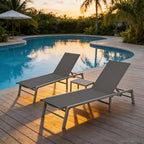 Kozyard 3-Pieces Patio Lounge Set, 2 Foldable Adjustable Lounge Chairs and Side Table, Aluminum Frame, Breathable Textilene Fabric, Assemble-Free, Reclining to Flat for Pool, Beach (Gray)