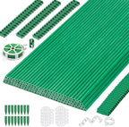 Cludoo 393PCS Garden Stakes Set with 120 Sets Fiberglass Plant Stakes Sticks Supports and Accessories, DIY 4ft 5ft 6ft 7ft Tomato Stakes for Tomato,Vegetables, Pepper, Indoor Outdoor Spring Plants