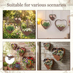 3 Pcs 3 Size Heart Metal Hanging Planter Indoor Outdoor, 13.4" 10.6" 7" Large Metal Plant Hangers Vintage Flower Pot with Hook Chain Drain Hole Gift for Gardener Women Mom Home Decor(Brown)