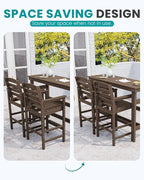 SERWALL Outdoor Bar Table and Chairs Set, Adirondack Bar Chairs Set of 2 and Bar Height Table, All Weather HDPE Patio Bar Set, Outdoor Furniture for Outside, Coffee