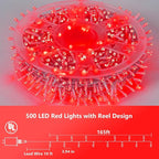String Lights, 165 ft Red LED Outdoor Lights with 8 Modes