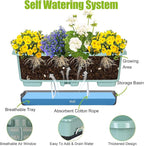 Window Box Planter 6 Pcs, 18 Inches Rectangle Flower Pots with Drainage Holes and Trays, Vegetable Planters for Windowsill Patio Garden Balcony Home Porch Yard Indoor Outdoor (Green, 18*10*6 inch)