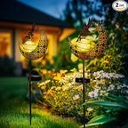 Fairy Garden Solar Lights Outdoor Moon Stakes, Waterproof Outdoor Metal Decor Gifts for Women Mom, Art Moon Sculpture for Yard, Patio, Garden, Porch, 2 Pack