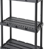 Gracious Living 3 Pack Light Duty Storage Shelves, Knect-A-Shelf 3-Shelf Ventilated Shelving Rack Organizer for Home, Garage, Basement, Laundry, Black