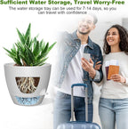 12 Inch Large Self Watering Pots, Flower Pots with Multi-Mesh Drainage Holes and Saucer, Planters for Indoor and Outdoor Garden Plants (White)