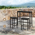 Outdoor Bar Table, 38" Patio Bar Height Counter Console Table, Black Waterproof HDPS Slatted Top and Bronze Leg, Weather Resistant, Hot Tub, Balcony, Yard, Indoor or Outdoor Use