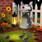 Garden Decor Cat Solar Statues,Unique Garden Statues Cat with Solar Lantern Waterproof, Birthday Gifts for Women Mom Grandma, Front Patio Balcony Yard Art Lawn Ornaments Porch Outdoor Decoration