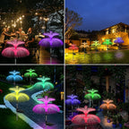 Solar Garden Lights 6 Pack New Upgraded Solar Lights Outdoor Waterproof 7 Color Changing Double Jellyfish and Star Flower Garden Decor Yard Lawn Christmas Decorations, Gifts for Women Mom