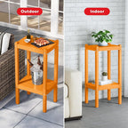 2-Tier Outdoor Side Table in Orange, HDPE, 36-Inch Height