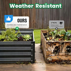 Quictent Galvanized Raised Garden Bed 8x4x1 Ft Metal Planter Box for Vegetables Bottomless for Backyard, 2 Tomato Cages Included, Dark Grey, 2PCS