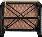 Yaheetech Wicker Ottomans, Set of 2 Footrest with Removable Cushion, 2pcs PE Rattan Side Table Additional Seating Multipurpose Outdoor Furniture for Patio, Backyard, Brown/Khaki