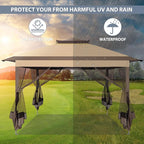 COBIZI 11x11 FT Pop up Gazebo Canopy Tent - Outdoor pop up gazebos on Clearance,carpas para Patio,Shelter - Screen Tents with Portable Carry Bag,Patio Gazebos for Camping,Garden,Deck,Backyard,Brown