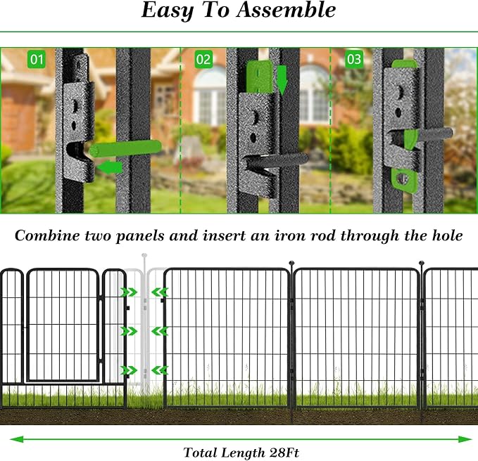 Garden Fence with Gate Metal Fencing Outdoor - Image 2