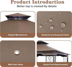 SCOCANOPY Replacement Gazebo Canopy for 10 x 12 Regency II Patio Gazebo Model L-GZ798PST,A101004104,A101004105,(Brown)