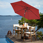 JEAREY 7.5FT Patio Umbrella Outdoor Market Umbrella with 6 Sturdy Ribs, Push Button Tilt/Crank Table Umbrella for Garden, Deck, Backyard and Pool, Red