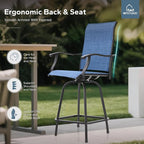 MFSTUDIO Outdoor Bar Stools Set of 2, Swivel Bar Height Patio Chairs Outdoor - Image 5