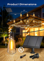Brightown 76FT Solar String Lights Outdoor Waterproof, Patio Lights with Remote and 23+1 LED Shatterproof Bulbs, Dimmable & Timable, 3 Light Modes, Solar Lights Outdoor for Yard Camping Party Outside