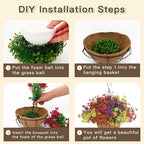 Senjie 2 Set Artificial Hanging Flowers with Basket for Outdoor Decor, UV Resistant 24 Bundles Faux Flowers Fake Hanging Planter for Porch Patio Balcony
