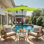 MEWAY 10ft Patio Umbrella Outdoor Table Umbrellas with Push Button Tilt and Crank, Market Umbrella 8 Sturdy Ribs for Deck, Garden, Pool and Backyard, Apple Green