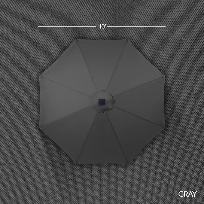 Best Choice Products 10ft Solar LED Offset Cantilever Hanging Market Patio Umbrella, Smooth 360° Rotation, 8 Sturdy Ribs, Easy Adjustment - Gray