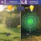 Garden Outdoor Lights, 2 Pack 120 LED Solar Garden Lights Fairy Lights Outdoor Waterproof Decorative Solar Firework Lights for Yard Patio Pathway Flowerbed Party Wedding Decor, Green