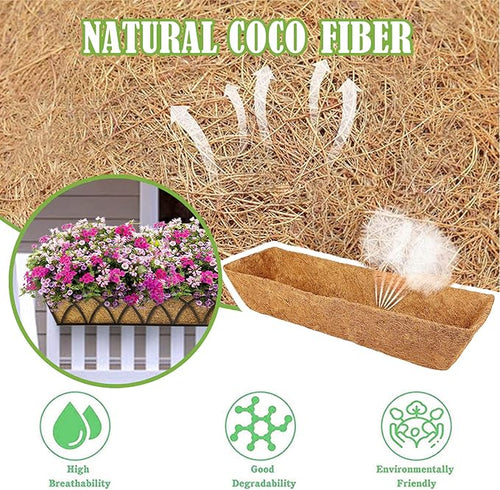 2 Pack 30 Inch Trough Coconut Liners for Window Box Planter Natural Coco Fiber Replacement Liner for Outdoor Plants Flowers Outside Coir Planters Porch Balcony Garden Decor