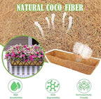 4 Pack 24 Inch Trough Coconut Liners for Window Box Deck Planter Natural Coco Fiber Replacement Liner for Outdoor Plants Rectangular Coir Planters for Porch Balcony Garden Decor