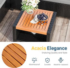 Wisteria Lane Small Patio Furniture Set, All-Weather PE Rattan Outdoor Sectional Sofa with Storage Table, L Shape Outdoor Couch with Cushions, 3 Piece Wicker Patio Furniture for Balcony, Grey