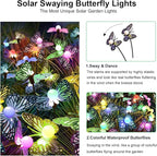 Solar Garden Butterfly Lights, 4 Pack 48 LED Solar Swaying Lights, 7 Color Changing Waterproof Firefly Light Outdoor Fairy Light for Garden Patio Yard Pathway Flower Bed Decoration