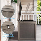 310 Gallon Lockable Outdoor Storage Box – Waterproof Resin Deck Box for Patio Furniture, Garden Tools, Pool Accessories (Gray)