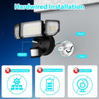 85W Motion Sensor Outdoor Light, 8500LM Ultra-Bright LED Security Light with 3 Adjustable Heads, IP65 Waterproof Dusk to Dawn Flood Light for Garage, Yard, and Driveway, 6500K Daylight, Black