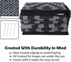SAND MINE Waterproof Outdoor Rug 8x10 ft, Plastic Reversible Rug, Modern Area Rug, Large Floor Mat for Outdoors, RV, Patio, Backyard, Deck, Picnic, Beach, Camping (8' x 10', Black Grey Lattice)