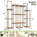 EnHomee Plant Stand Indoor for Multiple Plants Stand Outdoor with 18-22 Potted Double Rod for Hanging Plant Shelf 570 LBS Wood Plants Shelves for Living Room Patio Balcony Yard Garden 56''W×11.6''D×47''H